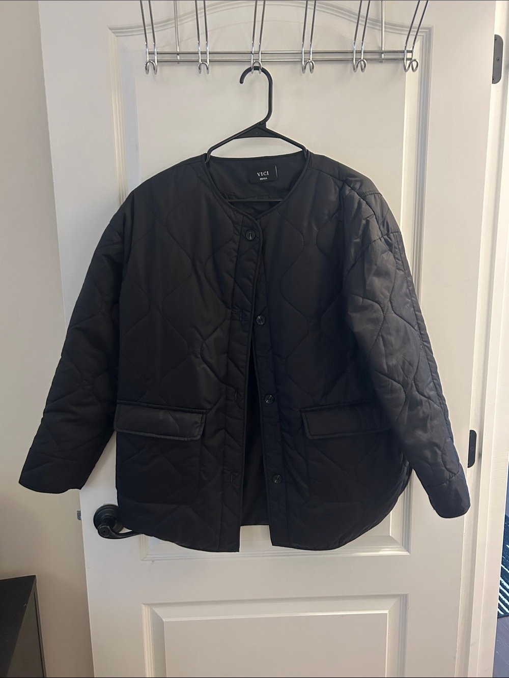 Vici Black OVERSIZED Quilted Button Jacket